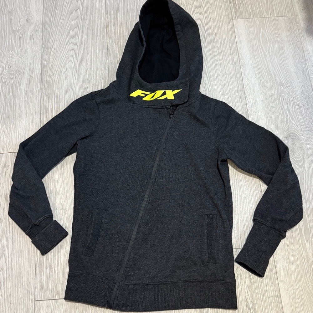 Vintage Y2K 2000s ~ FOX RACING ~ angled full zip HOODIE hooded sweatshirt ~ M